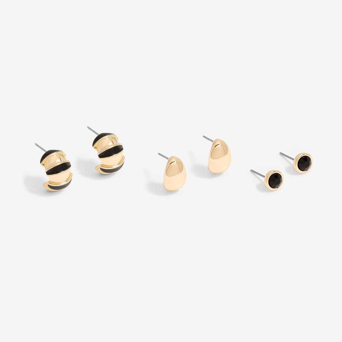 Mood Gold Back Enamel Mixed Hoop Earrings - Pack Of 3