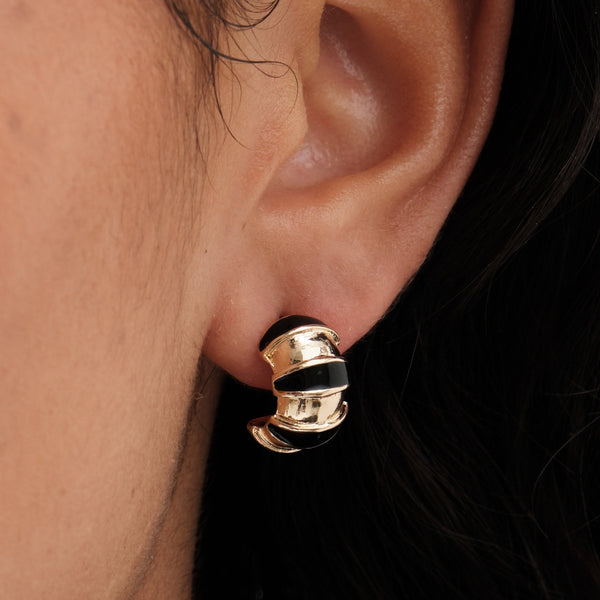 Mood Gold Back Enamel Mixed Hoop Earrings - Pack Of 3
