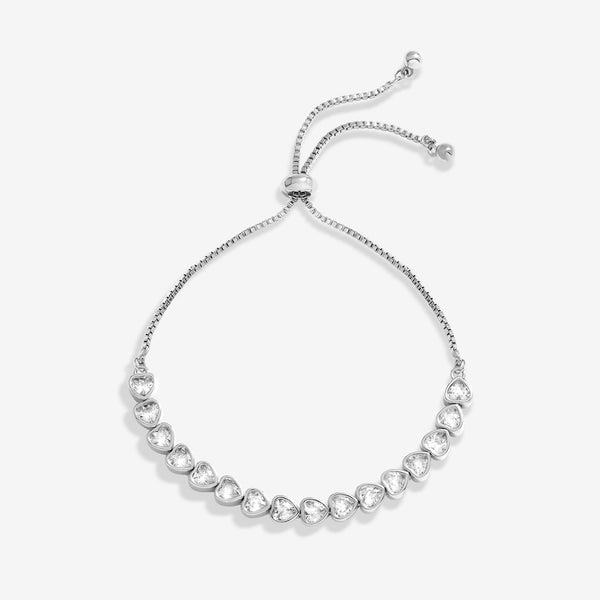 Jon Richard Rhodium Plated Cubic Zirconia Heart Toggle Bracelet