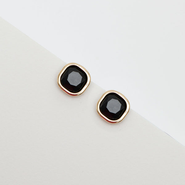 Jon Richard Gold Plated And Jet Stone Clip Earrings