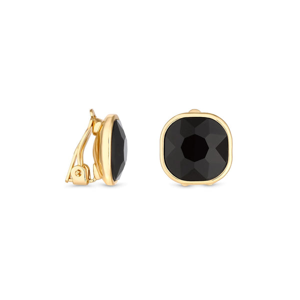 Jon Richard Gold Plated And Jet Stone Clip Earrings
