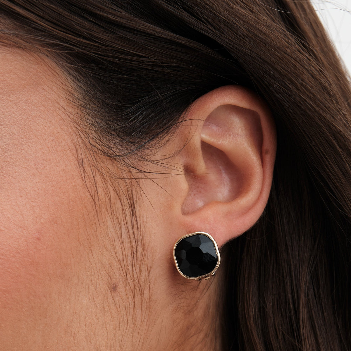 Jon Richard Gold Plated And Jet Stone Clip Earrings