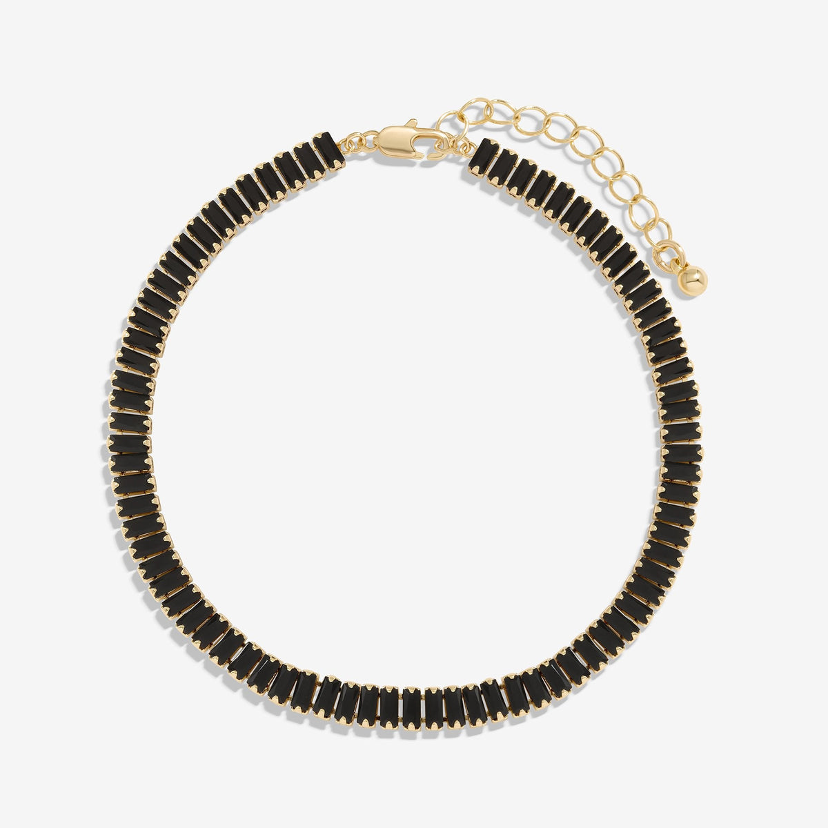 Inicio Gold Plated Jet Baguette Stone Tennis Bracelet - Gift Pouch