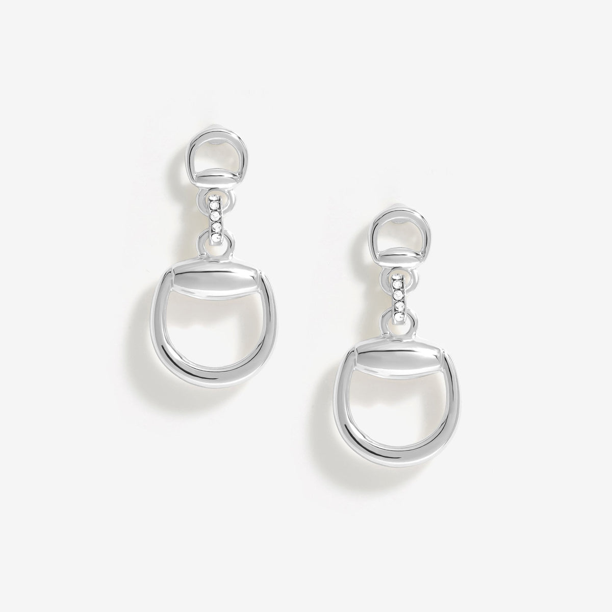 Inicio Silver Plate Polished Snaffle Earrings - Gift Pouch