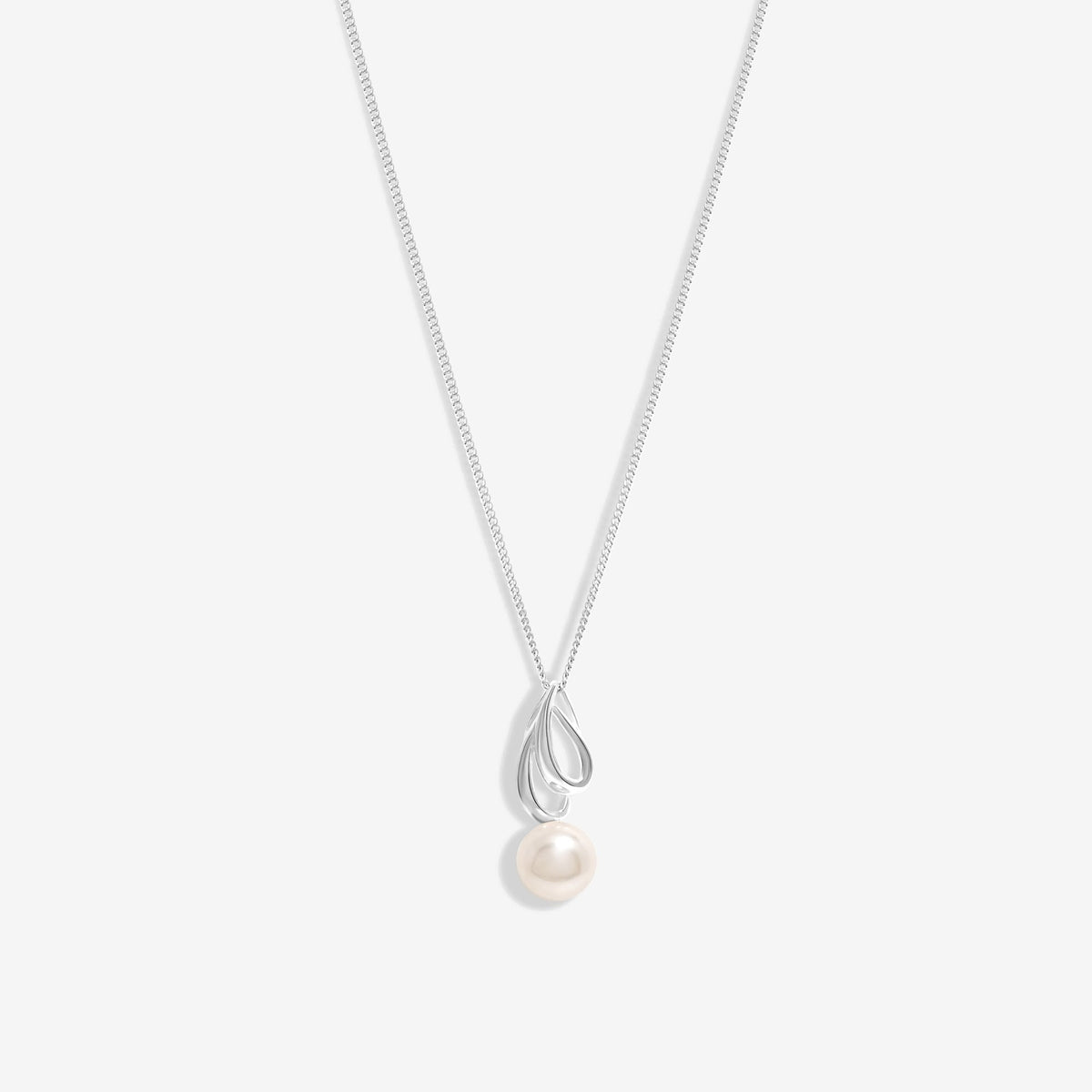 Simply Silver Sterling Silver 925 Polished And Pearl Swirl Pendant
