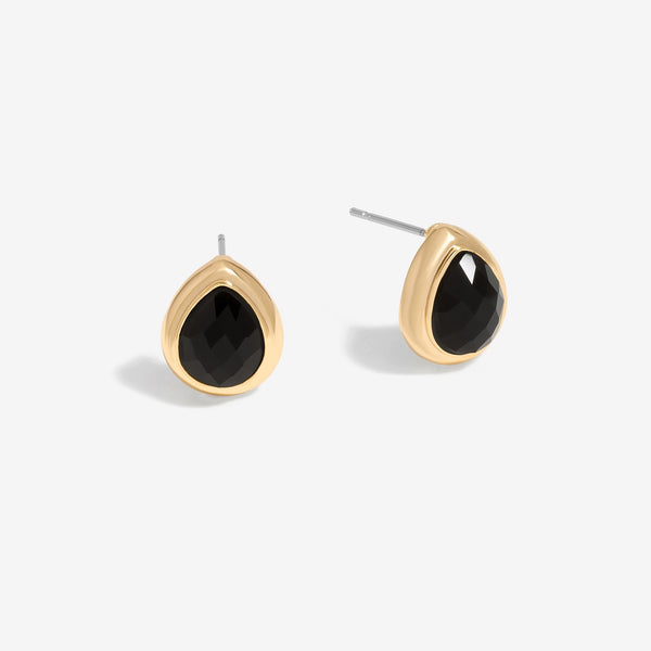 Jon Richard Gold Plated And Jet Peardrop Stud Earrings