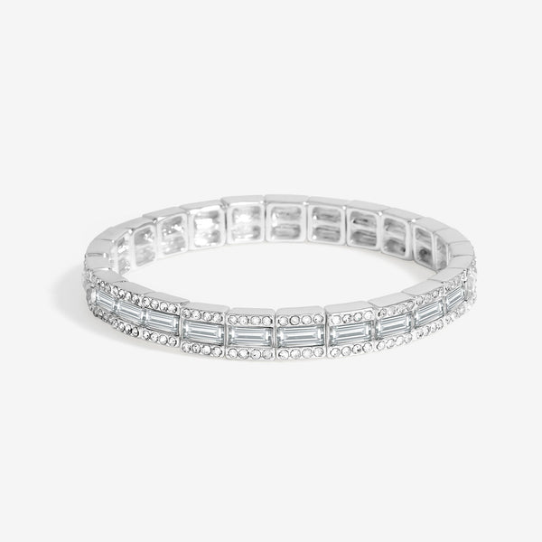 Jon Richard Silver Plated Crystal Baguette Stretch Bracelet