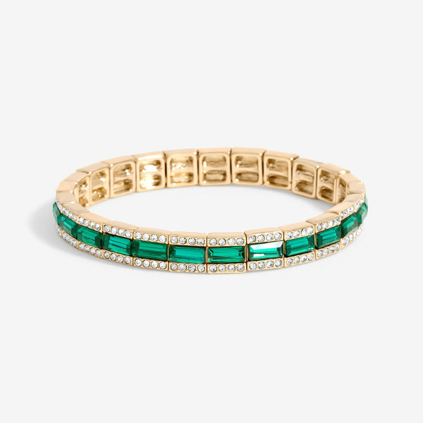 Jon Richard Gold Plated Emerald Baguette Stretch Bracelet