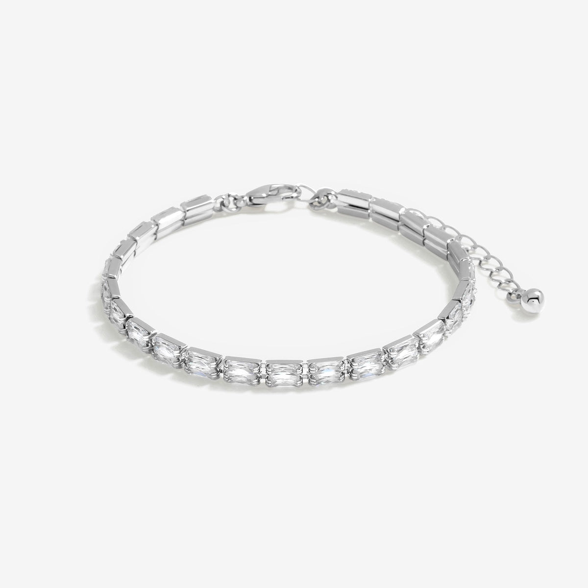 Jon Richard Rhodium Plated Crystal Baguette Bracelet