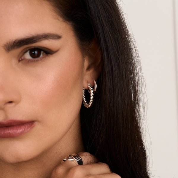 Jon Richard Silver Plated Polished Small Tapered Hoop Earrings
