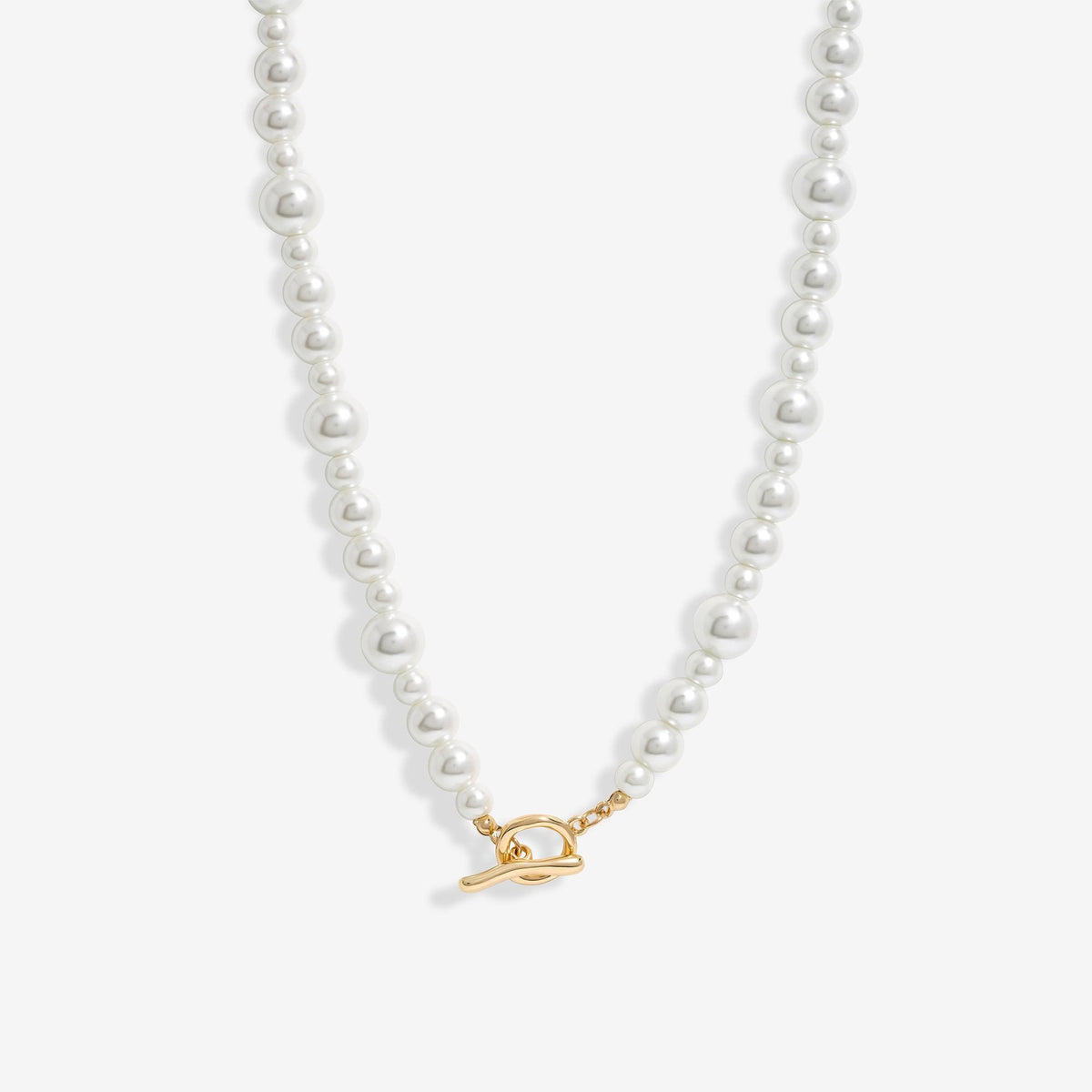 Mood Gold Cream Pearl Strand T-Bar Necklace