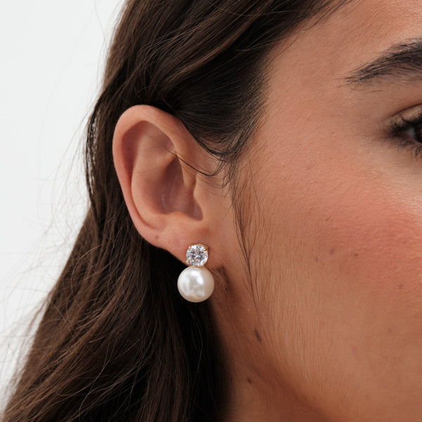 Jon Richard Gold Plated Crystal and Pearl Earrings