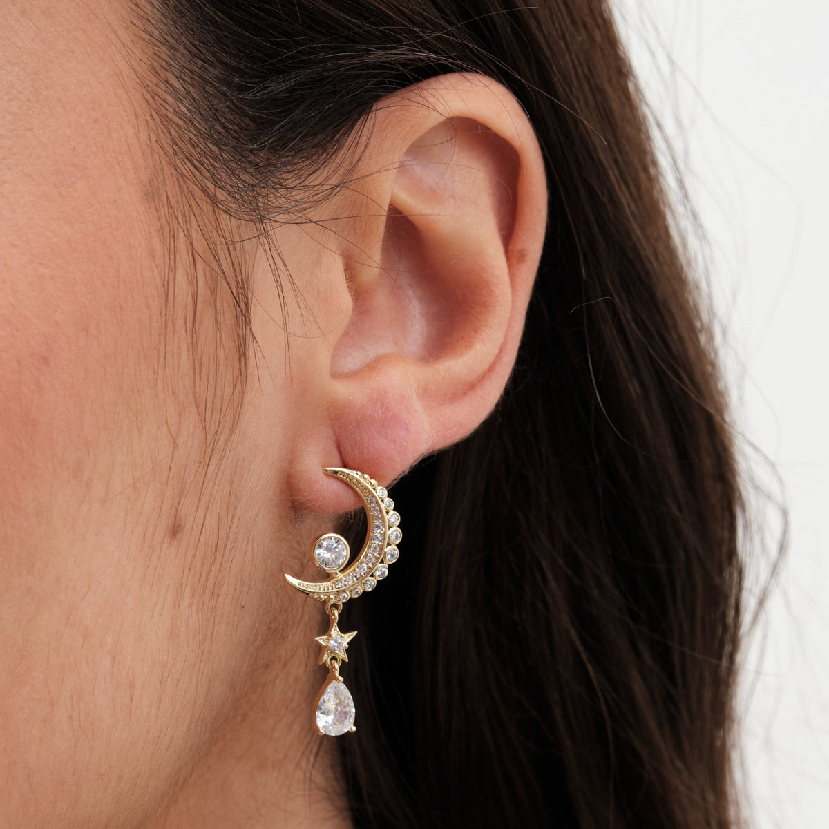 Jon Richard Gold Plated Cubic Zirconia Celestial Earrings