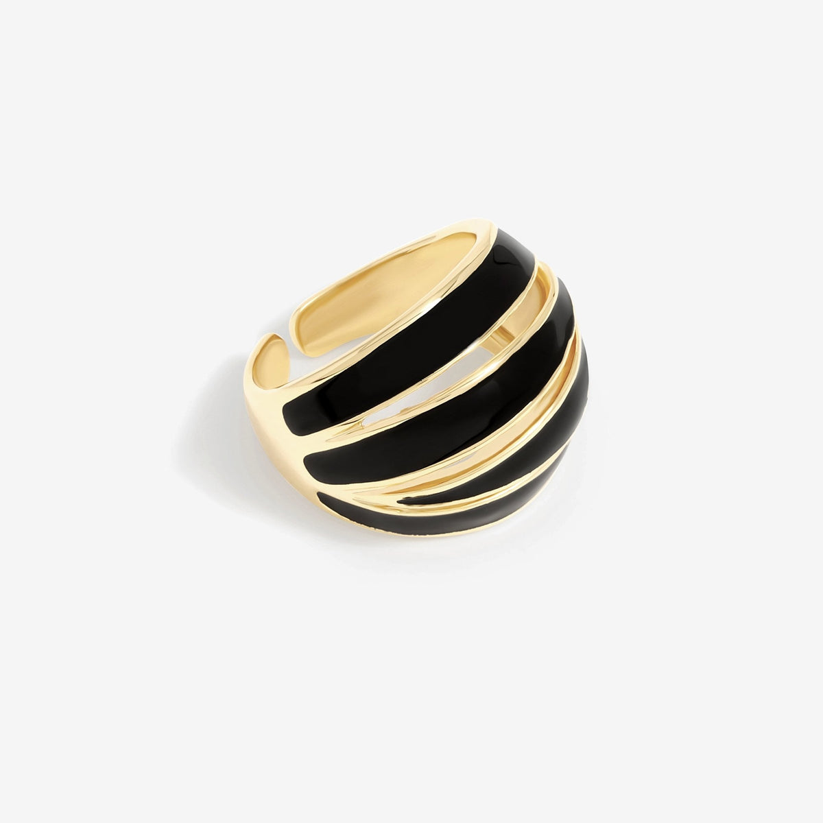 Jon Richard Gold Plated And Jet Enamel Cross Over Ring