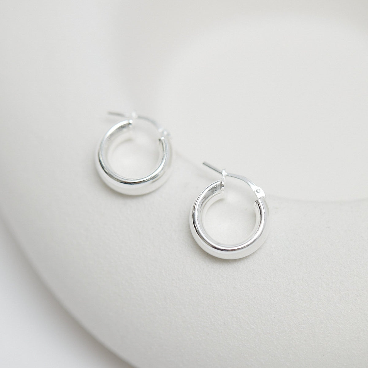 Simply Silver Sterling Silver 925 Polished Chubby Mini Hoop Earrings