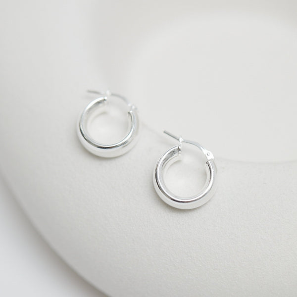 Simply Silver Sterling Silver 925 Polished Chubby Mini Hoop Earrings