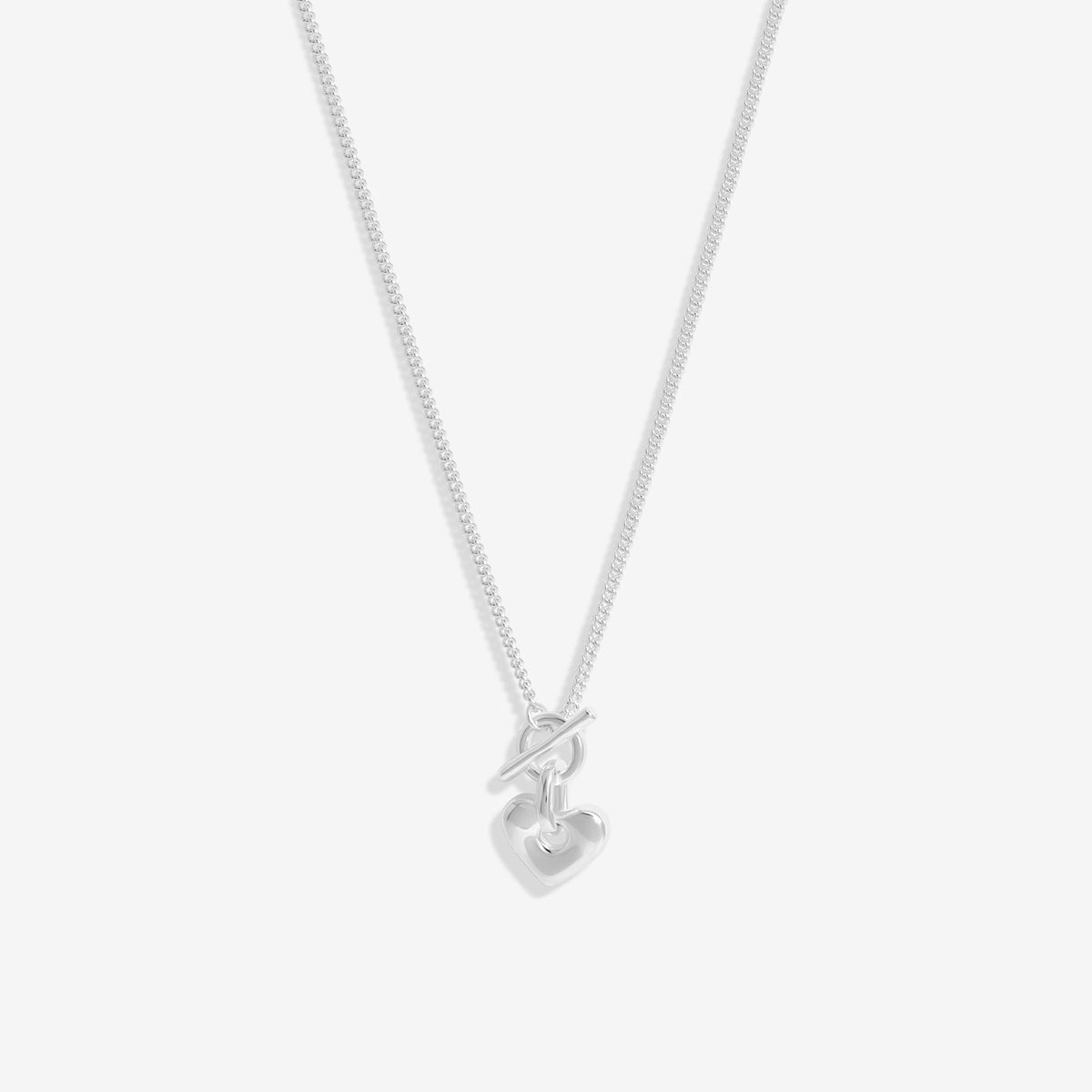 Simply Silver Sterling Silver 925 Heart Molten T Bar Necklace