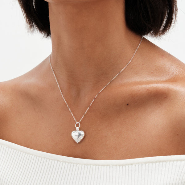 Simply Silver Sterling Silver 925 Ridged Heart Pendant