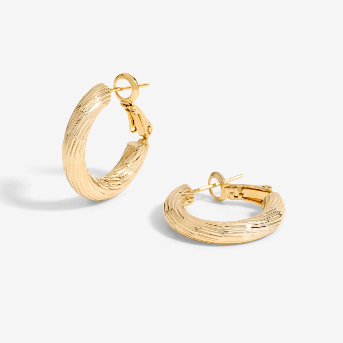 Jon Richard Gold Plated Polished Diamond Cut Hoop Earrings