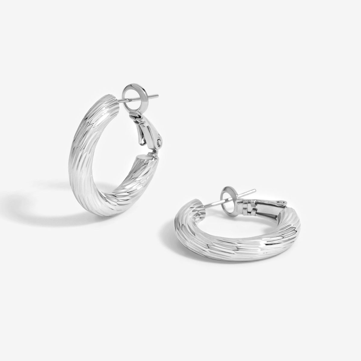 Jon Richard Silver Plated Polished Diamond Cut Hoop Earrings