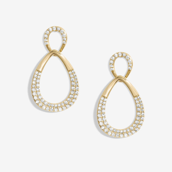 Jon Richard Gold Plated Cubic Zirconia And Polished Open Peardrop Earrings