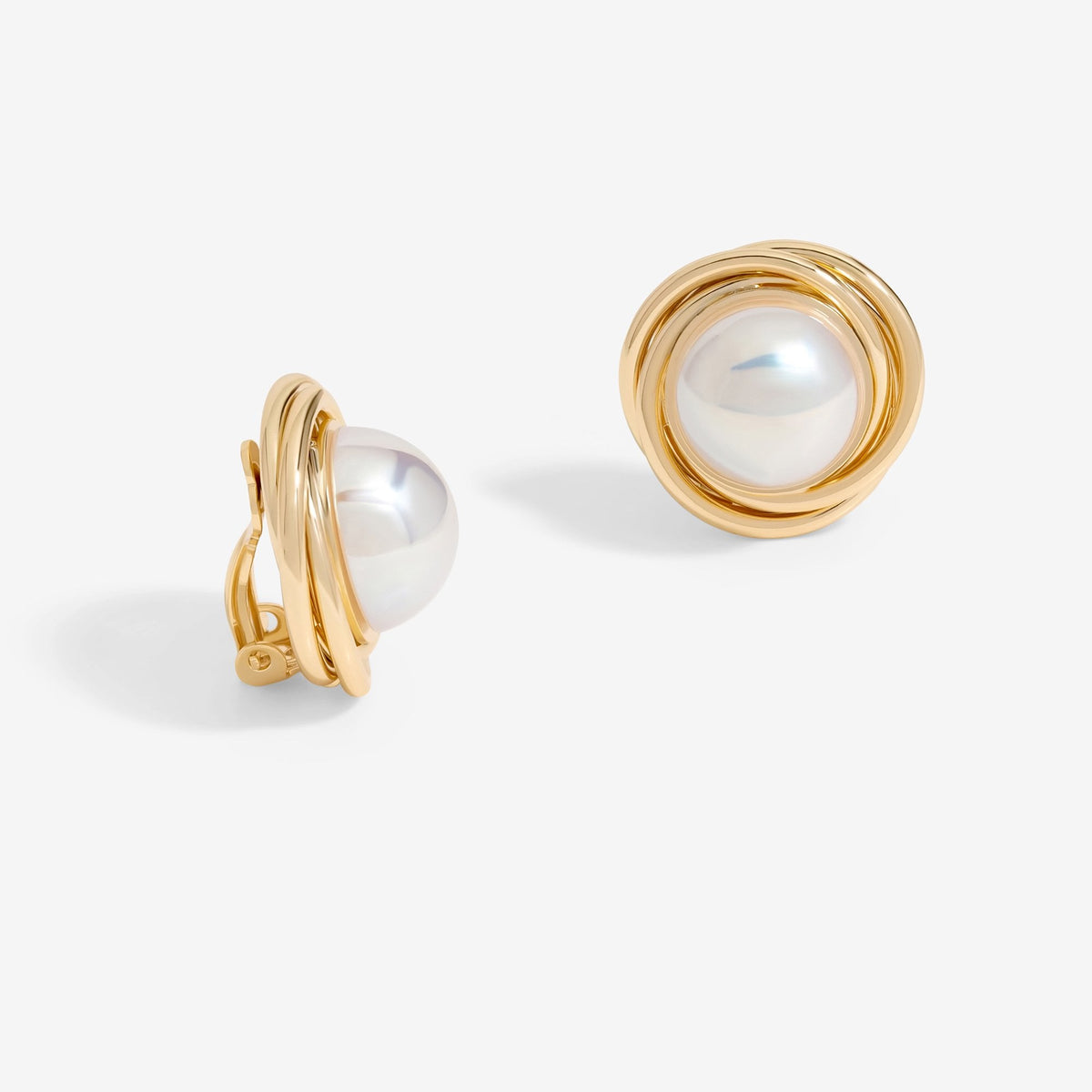Jon Richard Gold Plated Polished Twist And Pearl Clip On Earrings