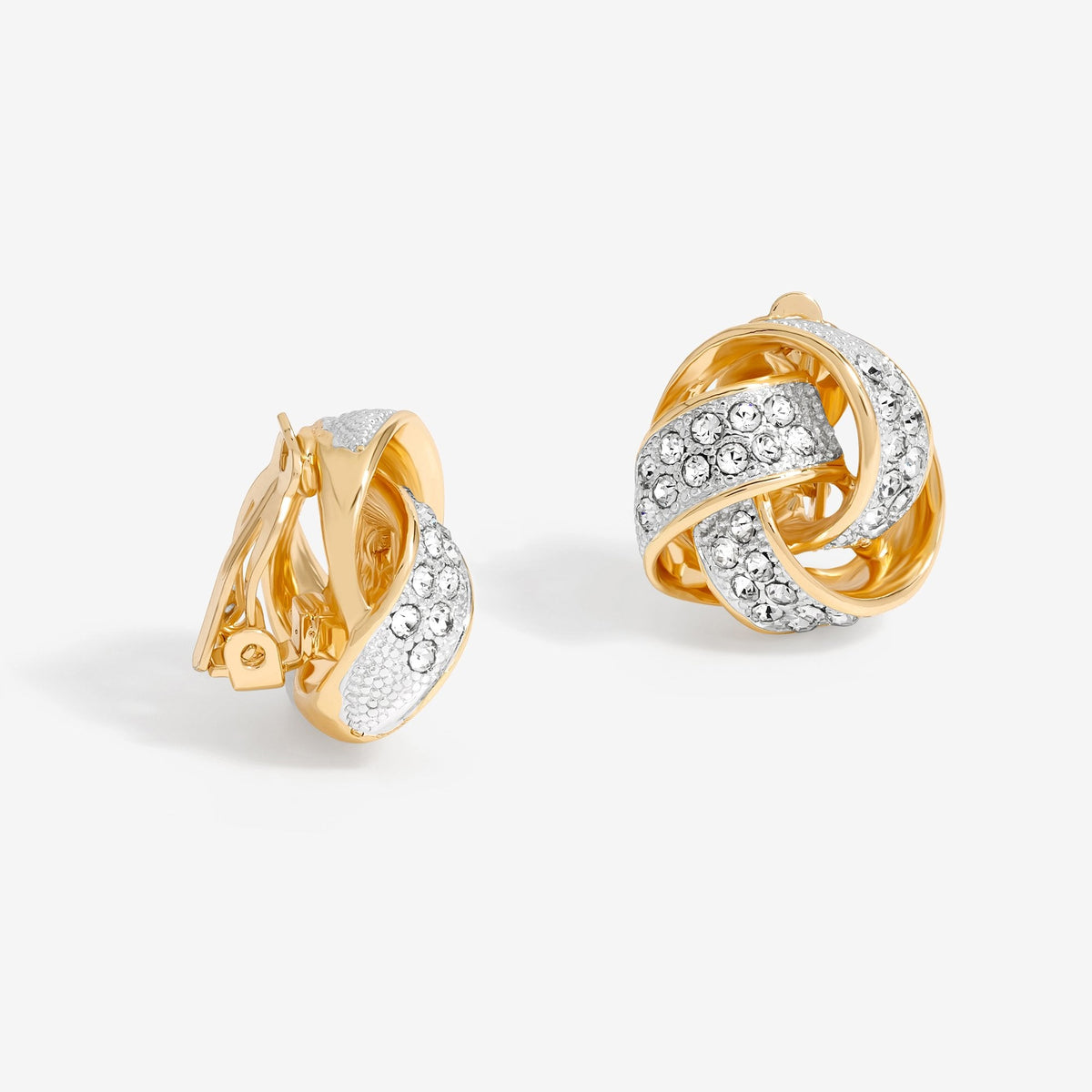 Jon Richard Gold Plated Crystal Knot Clip Earrings