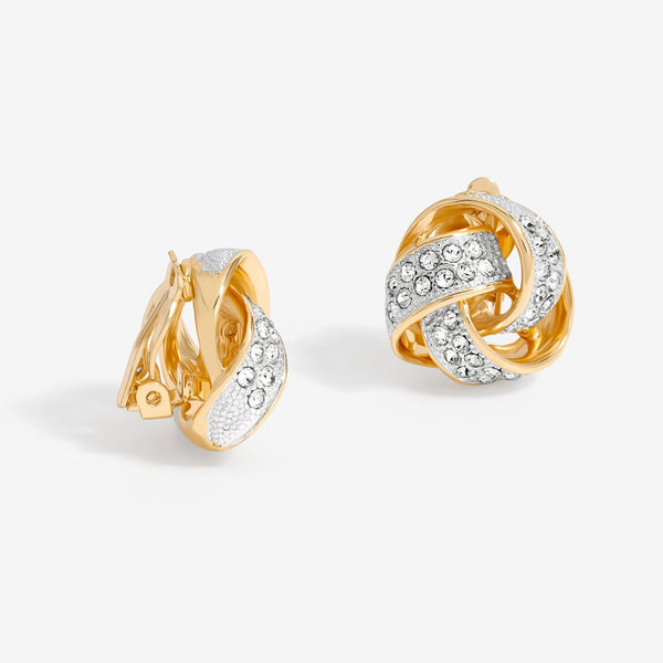Jon Richard Gold Plated Crystal Knot Clip Earrings
