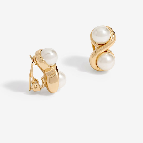Jon Richard Gold Plated Polished And Pearl Infinity Clip Earrings