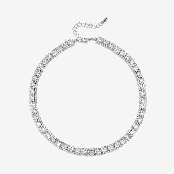 Jon Richard Silver Plated Crystal Baguette Collar Necklace