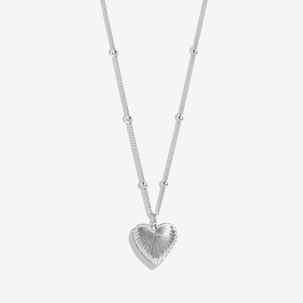 Inicio Silver Plated Ridge Heart Necklace - Gift Pouch