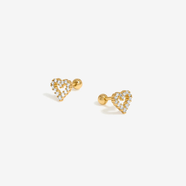 Inicio Gold Plated Mini Crystal Open  Heart Stud Earring - Gift Pouch