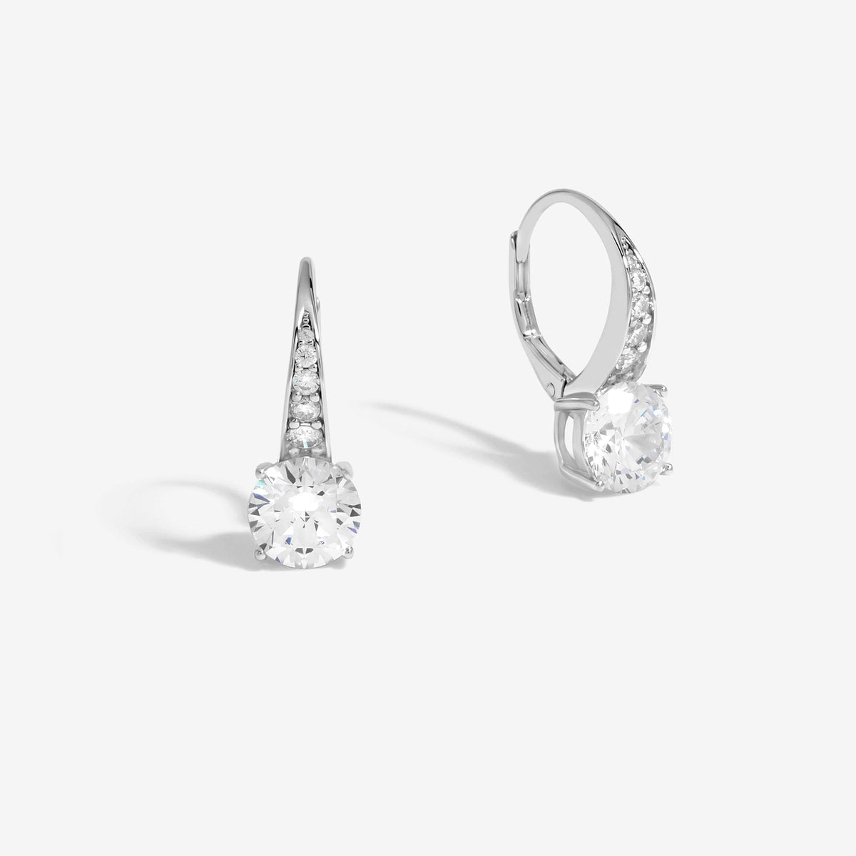 Jon Richard Rhodium Plated Cubic Zirconia French Hook Round Earrings