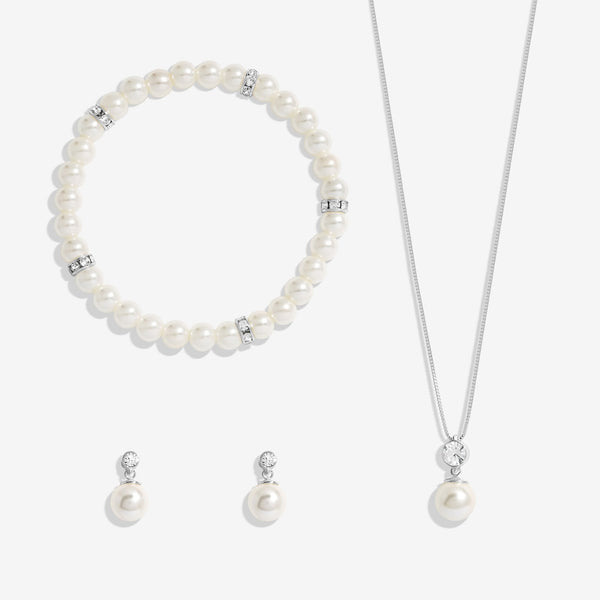 Jon Richard Silver Plated And Crystal Pearl Trio Set - Gift box
