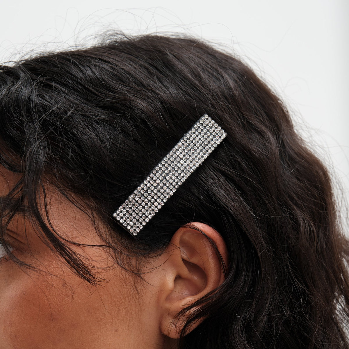 Mood Black Crystal Wide Diamante Hair Clip