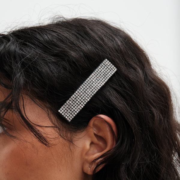 Mood Black Crystal Wide Diamante Hair Clip
