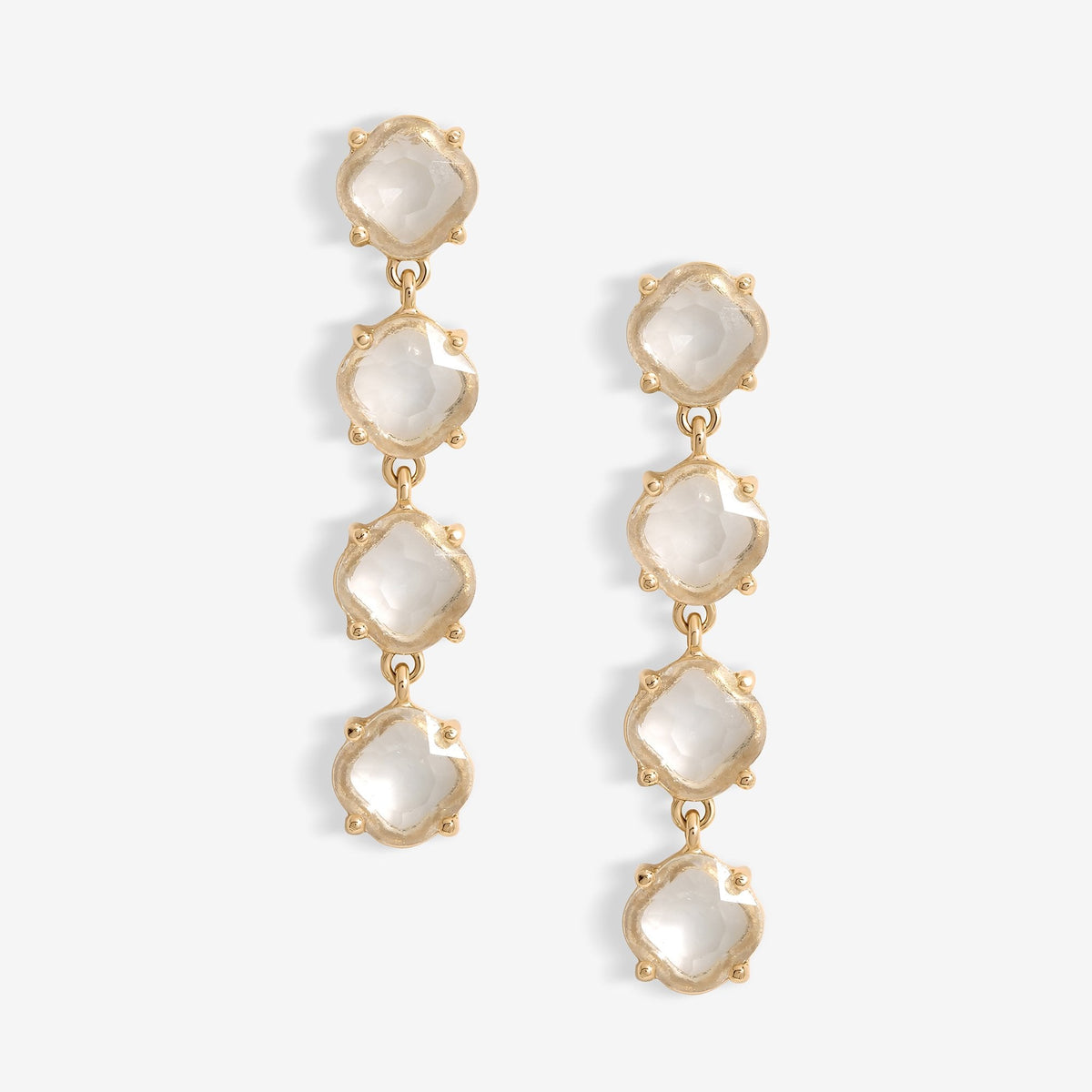 Mood Gold Crystal Round Linear Drop Earrings