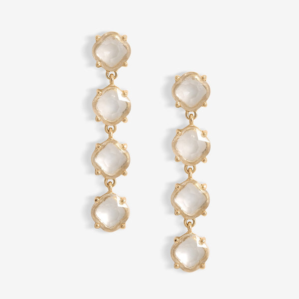 Mood Gold Crystal Round Linear Drop Earrings