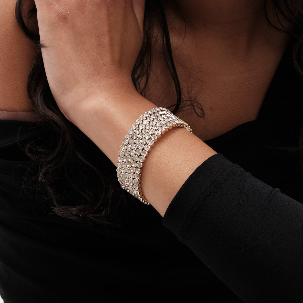 Mood Gold Crystal Round Wrap Cuff Bracelet