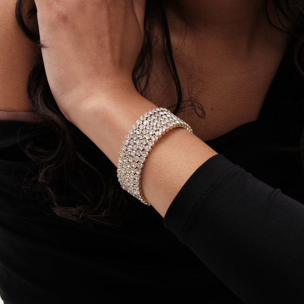 Mood Gold Crystal Round Wrap Cuff Bracelet