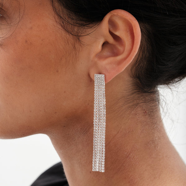Mood Silver Crystal Core Diamante Shower Drop Earrings