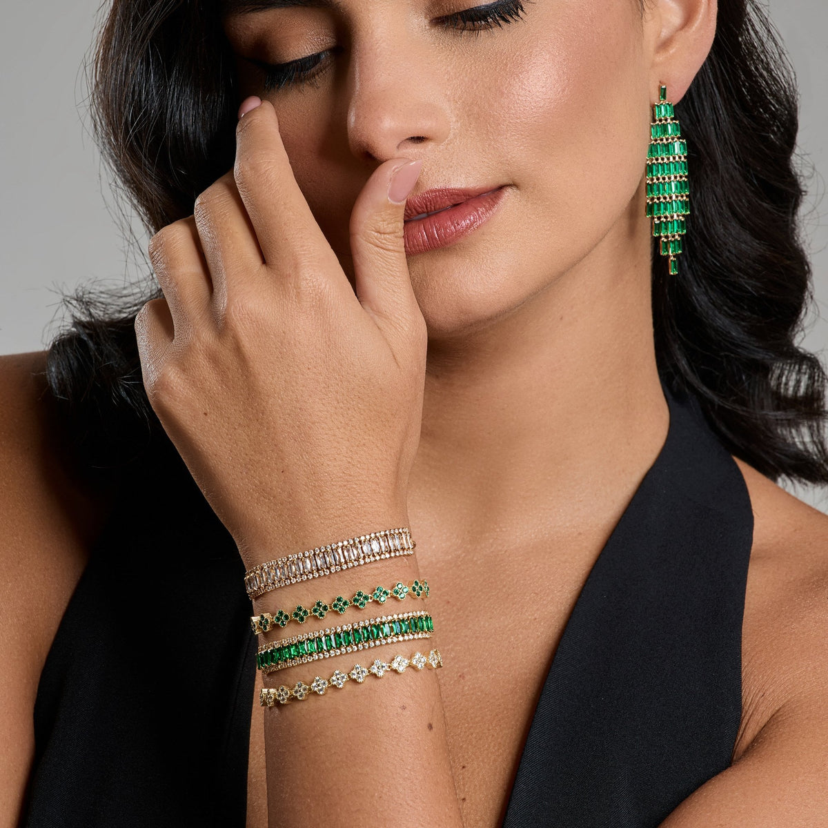 Jon Richard Emerald Statement Drop Earrings
