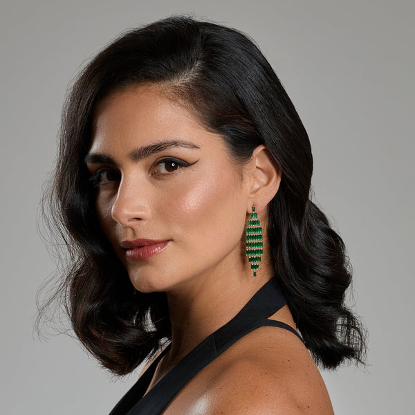 Jon Richard Emerald Statement Drop Earrings