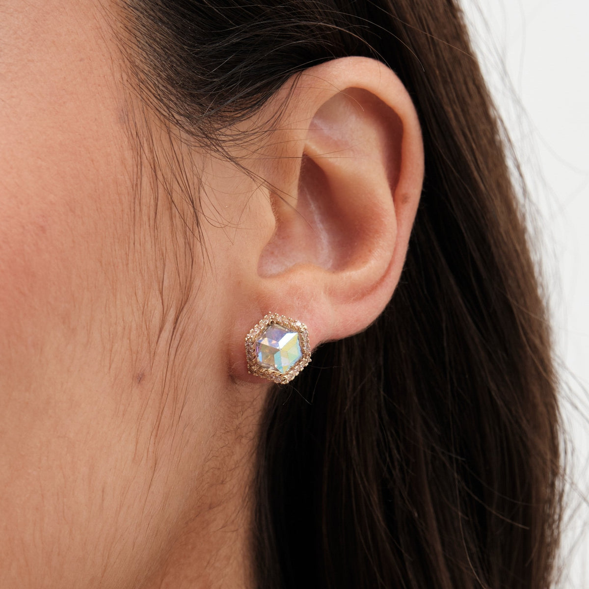 Jon Richard Gold Plated Crystal And Ab Cube Earrings