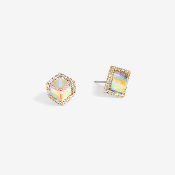 Jon Richard Gold Plated Crystal And Ab Cube Earrings