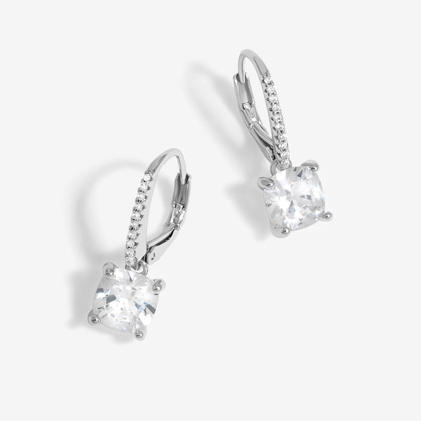 Jon Richard Rhodium Plated Cubic Zirconia French Hook Square Earrings