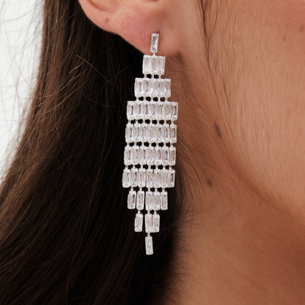 Jon Richard Silver Plated Crsytal Statement Drop Earring