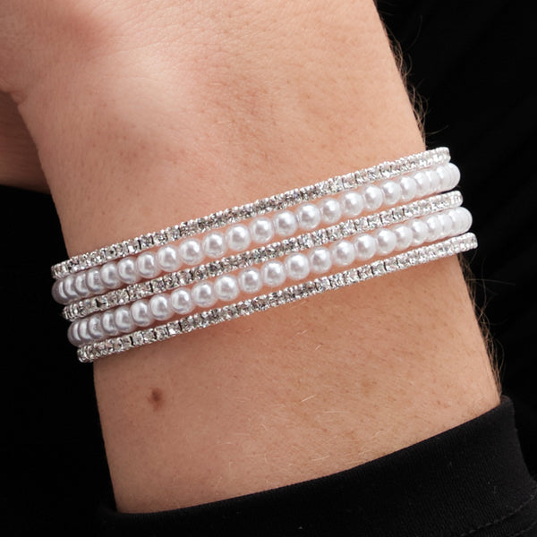 Jon Richard Silver Plated Crystal And Pearl Cuff Bracelet