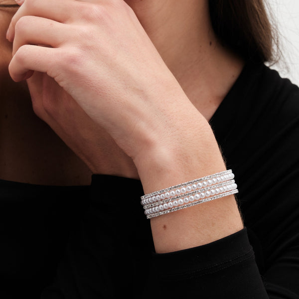 Jon Richard Silver Plated Crystal And Pearl Cuff Bracelet