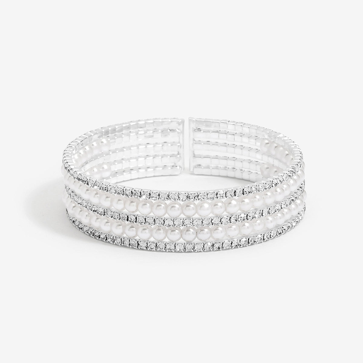 Jon Richard Silver Plated Crystal And Pearl Cuff Bracelet